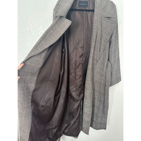Banana Republic Brown Houndstooth Trench Coat Wrap Belt Pockets XL - Picture 5 of 7